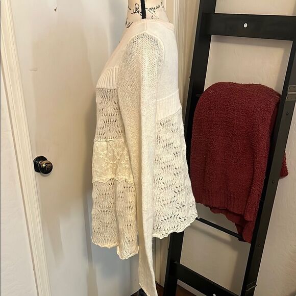 Free People Honeysuckle Years Lace Button Cardigan Sweater Boho Cottagecore - Picture 7 of 15